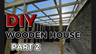 building wooden log cabin in garden *PART 2*off grid DIY AHSAP EV YAPIMI