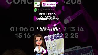 Resultado Lotofácil concurso 3208 #lotofacil