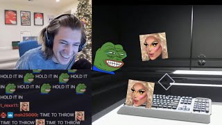 xQc reacts to new PogChamp Emote and can't hold it in PepeLaugh (with chat)