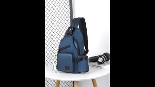 Men Chest Sling Bag wth Headphone Hole