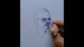 Oldman potrait sketch with ballpoint pen//sketch potrait drawing of oldman