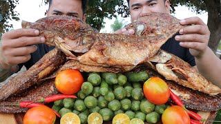 OUTDOOR COOKING | OKRA + TILAPIA + BAGOONG MUKBANG (HD)