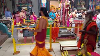 Hindu Sri Kamadchi Ampal Temple: The priests move to the to the inner sanctum of the temple