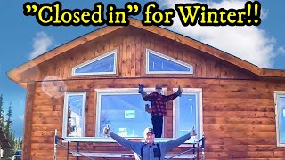 SNOW, THAW, WINDOWS & an unexpected "STAIN" 🏡🪵🌳(Off-Grid Log Cabin Build - Labrador, Canada)