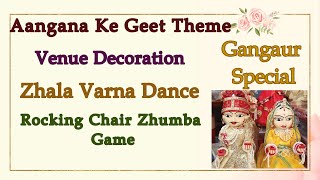 Gangaur Special Aangana ke Geet Celebration Invitation, Venue Decoration, Chair Zhumba Game & Dance