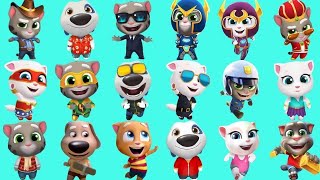 Talking Tom Gold Run all 18 characters vs raccoon 2017