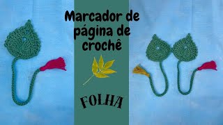 Marcador de página de crochê - Folha - Iniciante