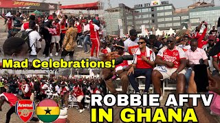 MAD SCENES!😂ARSENAL FANS & AFTV ROBBIE CELEBRATE DECLAN RICE GOAL IN GHANA🔥WESTHAM VS ARSENAL(0-6)