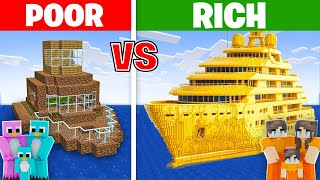 MILO vs CHIP Family - POOR vs RICH: YACHT Build Challenge In Minecraft!