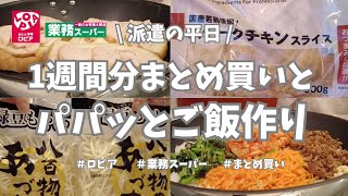 【派遣の平日】金曜日の仕事終わり、ロピア→業務スーパー→西友の3軒まわって、恒例の1週間分まとめ買いしてきたよ👛！買ってきた物の紹介とご飯作りの様子です🤗