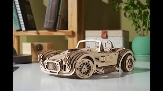 Ugears Vintage Car Model Kit - Drift Cobra Racing Car - Model Car Kits to Build Runs up to 26 feet