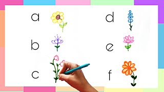 Draw Flowers 🌸🌸 using Alphabets |#drawingwithdidi #flower