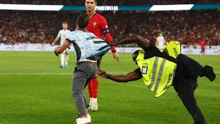 The moment pitch invader joins Portugal attack before ‘trying to hug CR7