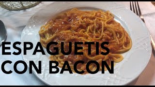 Cómo hacer ESPAGUETIS CON SALSA DE TOMATE & BACON [Receta: PASO A PASO]