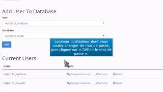 cPanel : comment changer le mot de passe d'un utilisateur de base de données MySQL