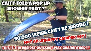 EASIEST WAY to fold up shower tent HACK video easy - S1 Ep 2 - April 2018 #stresslesscampmore !