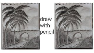 easiest landscape pencil drawing