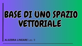 Base di uno spazio vettoriale