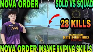 Nova XQF Order Solo vs Squad 28 kills gameplay | Nova order insane sniping skills | Nova order pubg