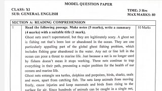 JKBOSE English Paper Pattern for 11th & 12th Classes Session Annual Regular 2024