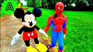 GIANT Spiderman & Mickey Mouse/ Playing Hide & Seek in the Park/Original Best Song For Kids / HD