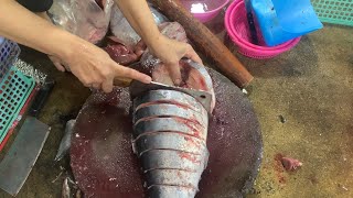 Tuna Fish Cutting Skill by Vendor Video Inside the Asian Fish Market | FLV Official