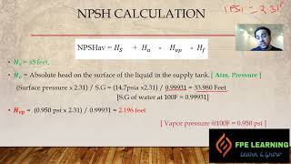 Net Positive Suction Head ( NPSH)