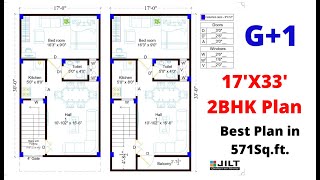 17'X33' - 561sft | 1BHK - G+1 | Best Plan | How to do floor plan in small area... Very Less Budget.