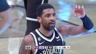 Kyrie with only 1 8 seconds to work with hits the fading corner 3 to send the La