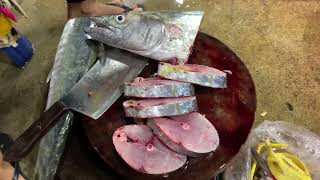 Wow! Amazing Mackeral Fish Cutting Skill by Vendor | Morning Market Tour | FLV Official