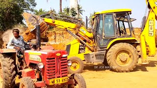 New Jcb 3dx Backhoe Loader Machine Loading Mud In Mahindra 475 Di & Sonalika Di 42 Rx Tractor | Jcb