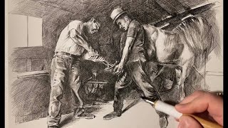 Pen and Ink Compositional Study | The Farrier