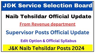 JKSSB Naib Posts 2024 / JKSSB Supervisor Posts Official Syllabus Update / J&K NT Posts