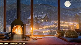 Snow And Fireplace Ambiance Relax ( Nature Therapy Film )