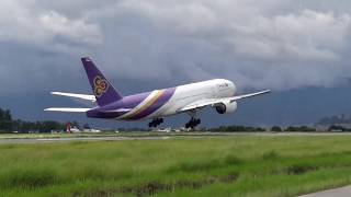 Thai air Boeing 777 take off from TIA #Nepal aviation