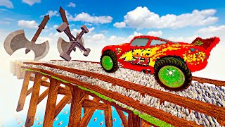 Car Test: Conquering Obstacle-Ridden Stone Wooden Bridge in Teardown