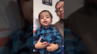 शुभम करोति कल्याणं, Baby boy singing Shubham karoti Kalyanam, marathi Shlok #baby #funny #shorts