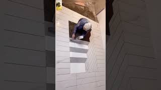 How to creat a step designon the floor with tiles