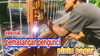 simpel...!!, pengunci kunci pintu pagar sederhana & praktis.||| #welding #diy #tricks #tutorial