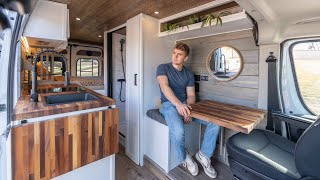 VAN TOUR | Luxury Modern Cozy Van Conversion /w STUNNING BED DESIGN & BATHROOM