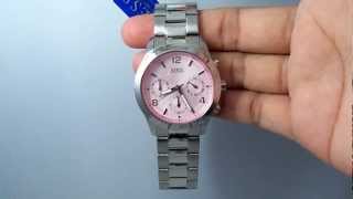 GUESS U12605L3 Ladies Pink Silvertone Watch