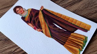 Kanjeevaram Saree Illustration | Braided art