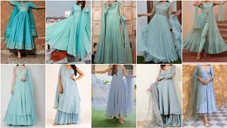 Latest Sky blue anarkali frock|| Beautiful and stylish sky blue anarkali suit||