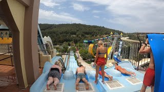 racing water slides at aqua fantasy kuşadası turkey on-ride POV | 4K 2022