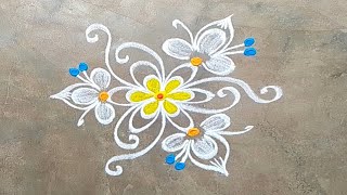 3x2 dots simple rangoli designs|daily rangoli|small muggulu