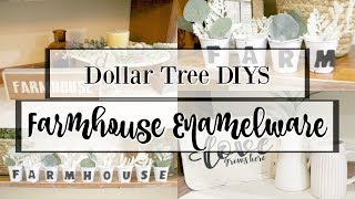 DOLLAR TREE DIY FARMHOUSE DECOR | FARMHOUSE ENAMELWARE | EASY DIY CRAFTS