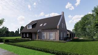 Animatie vrijstaande woning met houten bijgebouw