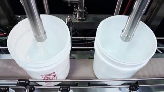 Two Station Net Weight Inline Pail Filler with Lidding System  Food Products clip