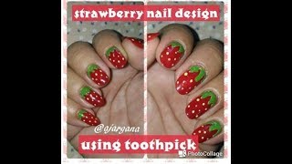 Strawberry nail design using toothpick