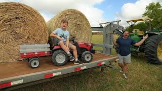 Finding secret tunnel with real tractors and hay | Tractors for kids